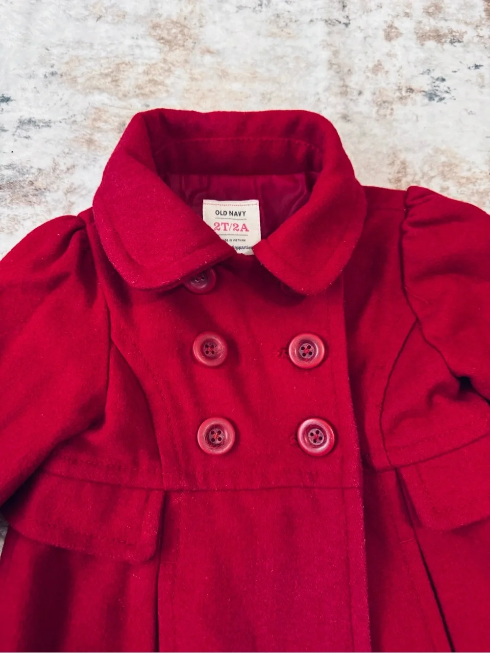 Old Navy Wool Blend Double Breasted Peacoat with Tailored Back EUC